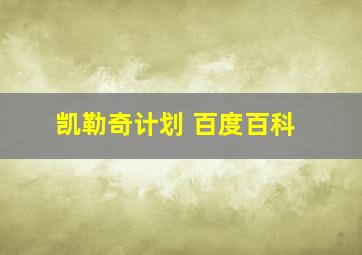 凯勒奇计划 百度百科